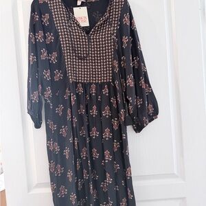 Knox Rose Black and Brown Patterned Dress